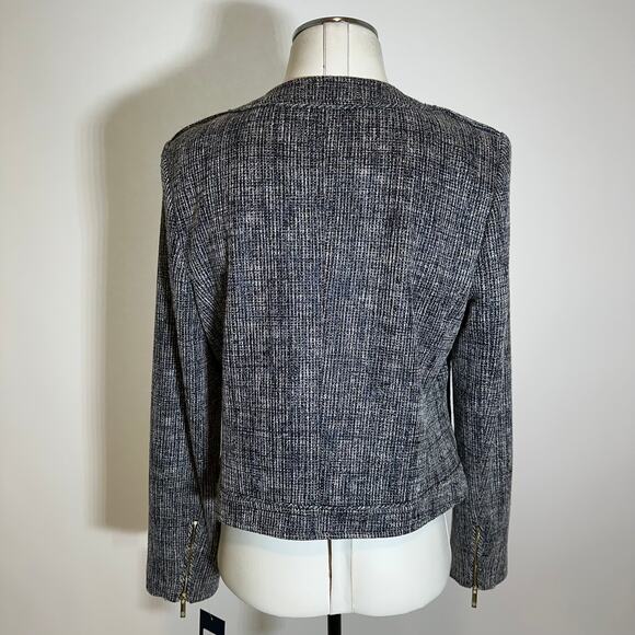 NWT Tommy Hilfiger Navy Blue Tweed Blazer Suit Jacket Zip Career Womens Size 12 - Picture 4 of 12